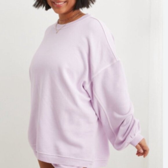 aerie Tops - Aerie Lavender Crew Neck Pullover Sweatshirt Oversized In Women's Size Small
